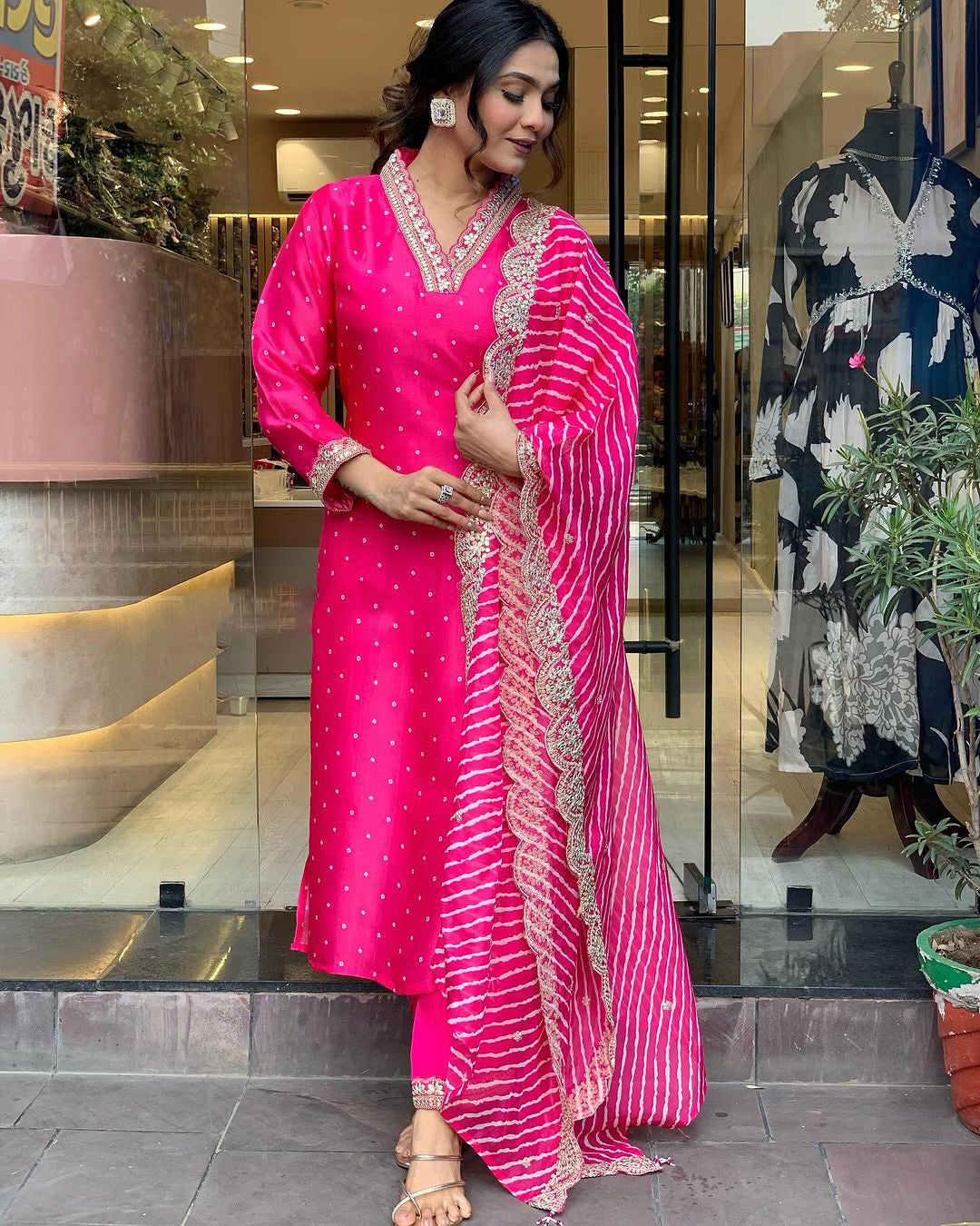Clothas Goegeous Embrodery Work Kurti Pant And Duppatta Jenny Pink