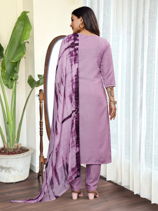 Clothas Women Magic Slub Kurti Pant with Duppata Lovendor